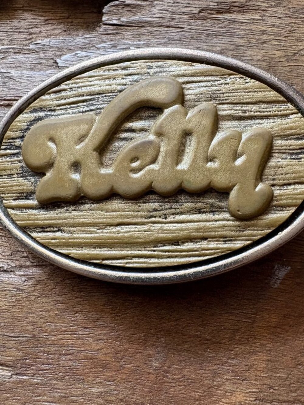 Vintage Oden "Kelly" small oval belt buckle 1970s made in the USA